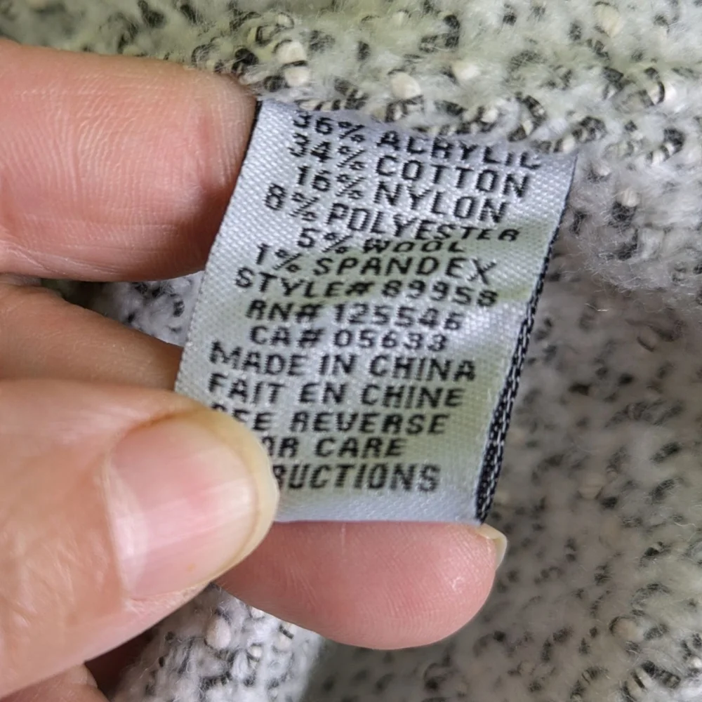 Habitat Tweed Sweater XL Gray Mock Neck Pullover Long Sleeve Textured Button - Picture 8 of 9